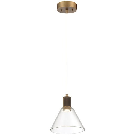 Access Lighting Port Nine Martini, Martini LED Pendant, Antique Brushed Brass Finish, Clear Glass 63140LEDD-ABB/CLR